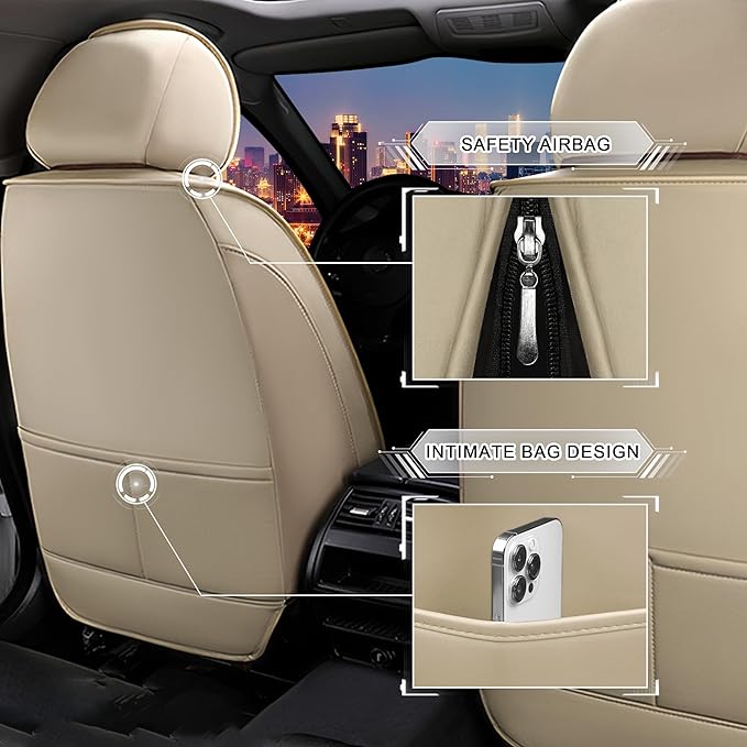 CTDS Car Seat Covers for Ford F-150 2000-2026, Stylish Sport Seat Cover, Premium Nappa Leather Car Seat Cover. Automobile Seat Covers Sets.(Luxury 5 Seats/Beige)