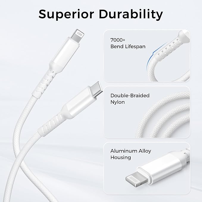 Basesailor USB C to Lightning Charger Cable 6.6FT with USB A Adapter,USB Type C Fast Charging Power Cord for Apple iPhone 14 13 12 11 Mini Pro Max Plus,XS XR X 8 7 6 5 SE,iPad 8 9 8th 9th Generation