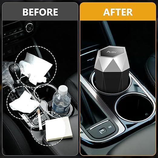 Car Trash Can with Lid - 1-Pack, Interior Accessories for Vehicles, Leakproof Garbage Can with 15 Detachable Trash Bags, Multipurpose Organizers and Storage Solutions for Home and Office