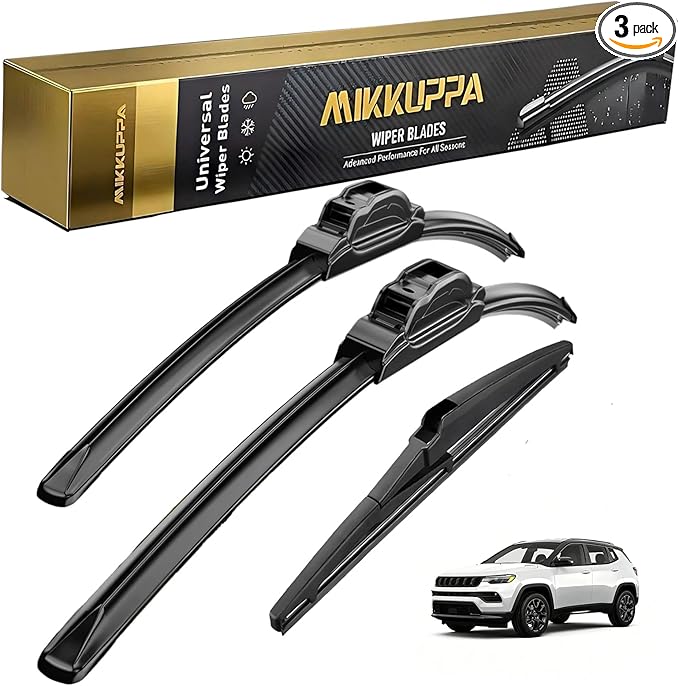 MIKKUPPA 24"+18"+10" Windshield Wiper Blades Replacement for 2018-2023 Jeep Compass, Front & Rear Wiper Blades Set, Durable Stable Quiet All Season (Pack of 3)
