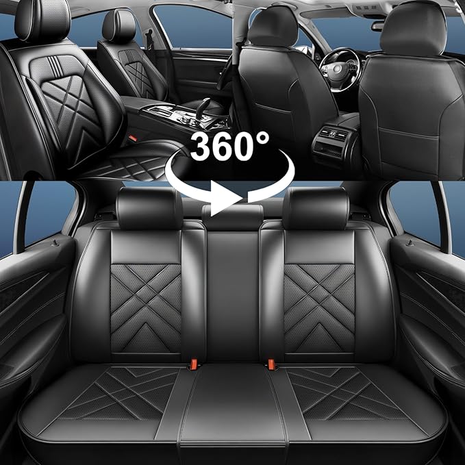 CX-3 Car Seat Covers Custom Fit for Mazda CX-3 2016-2021, Full Coverage Premium Leather Waterproof Breathable Seat Covers, Automotive Seat Protectors, Airbag Compatible(Full Set Seats, Black)
