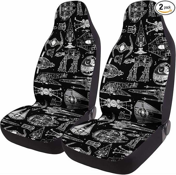 GENANY Spaceships Car Seat Covers Set of 2, Breathable Front Seat Covers for Truck Sedan SUV, Galaxy Car Accessories, Movie Themed Gift for Women Men
