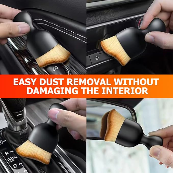 Blilo 2PCS Car Interior Detailing Brush with Dust Cover, Auto Soft Hair Cleaning Brushes, Scratch Free Curved Dirt Collectors, for Vehicle Dashboard Air Conditioner Vents Leather (White/Pink/2PCS)