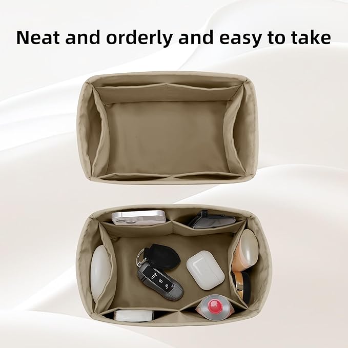 DGAZ Silk Purse Organizer Insert Fits LV Speedy 16/20/25/30/35/45 bags，Silky Smooth Bag Organizer，Luxury Handbag & Tote Shaper（Etoupe grey，SP35）