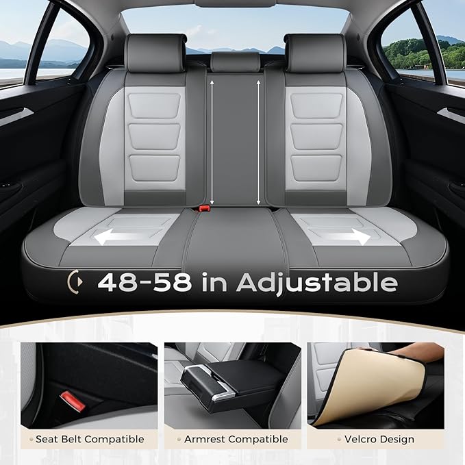 Coverado Car Seat Covers Full Set, Seat Covers for Cars, Front Seat Covers and Back Seat Cover Waterproof Leather Automotive Seat Cover, Universal Car Interior Protectors Cushion for Most Cars