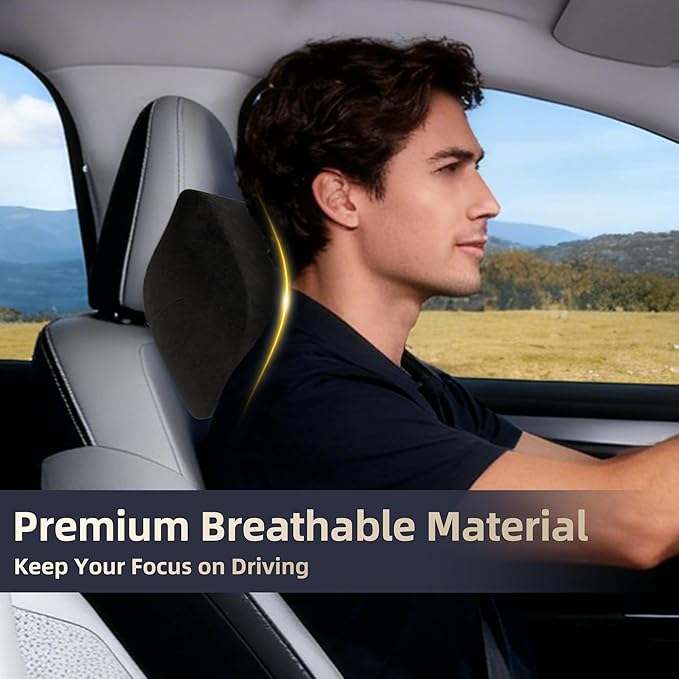 Car Neck & Lumbar Support Pillow Set for Honda CRV, Soft Memory Foam Headrest & Back Cushion, Ergonomic Comfortable Seat Support for Daily Driving and Long Trips Car Interior Accessories