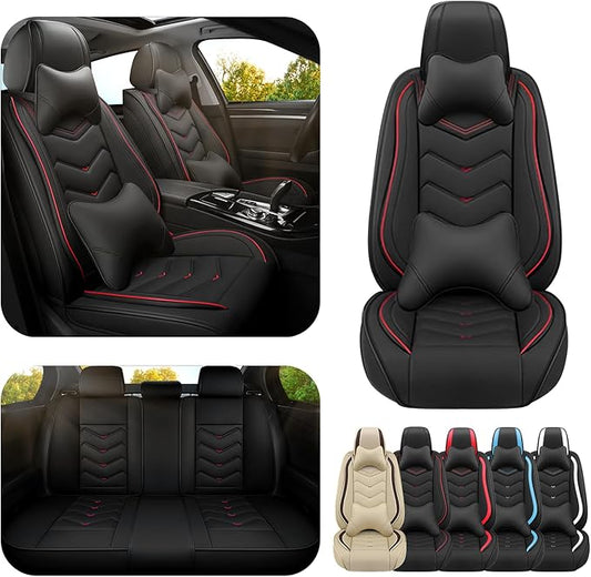Car Seat Covers for Jeep Grand Cherokee L 2021-2026, Premium Nappa Leather Car Seat Cover, Stylish Sport Seat Covers， Automobile Seat Cover Sets.(Luxury 5 Seats/Black)