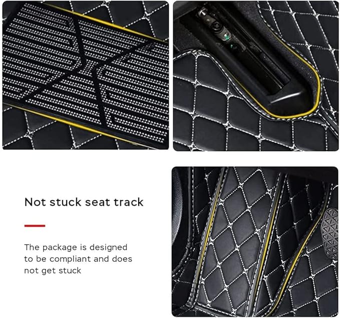 MELKEN Custom Fit Leather Car Floor Mats for 95% of Cars Full Coverage Floor Liners Car Mats (Black & Purple)