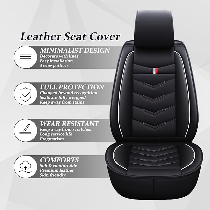 Car Seat Cover 7 Seats for Ford Explorer 2000-2025, Waterproof Durable Compatible Airbag, Premium Leather Seat Protector(7 Seats Luxury,Black White)