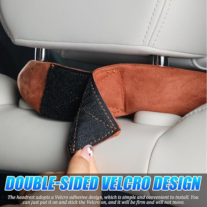 Car Headrest Neck Pillow, Suede Soft Comfortable Vehicle Seat Support Head Rest Pillow Cushion for Driving, Automotive Interior Accessories, Universal for SUV Sedan Truck (Black)