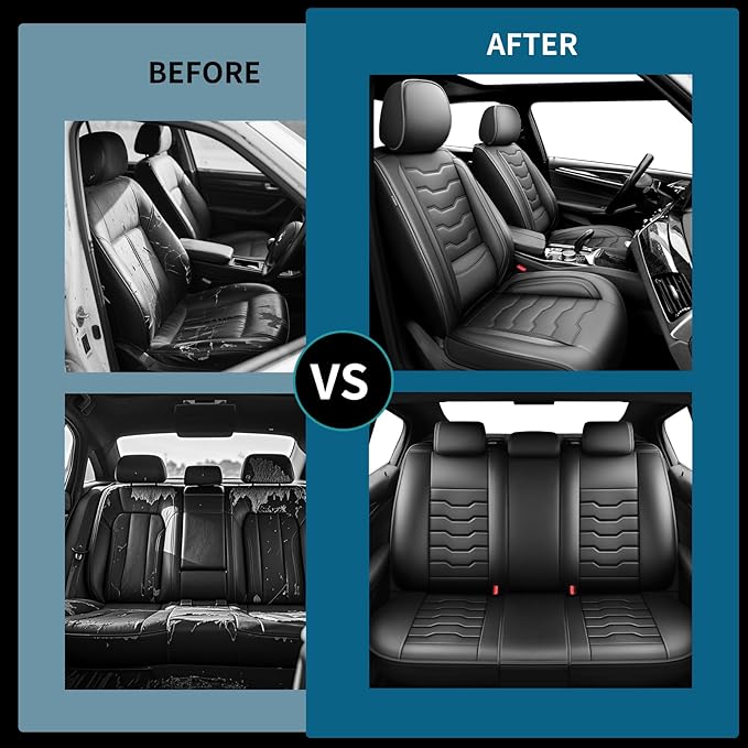 Fit CRV Car Seat Covers Premium Leather for Honda CRV cr-v 2011-2025 2026. Waterproof， Breathable, Scratch-Resistant & All-Weather Seat Cushion Protector (Front Seat,Black)