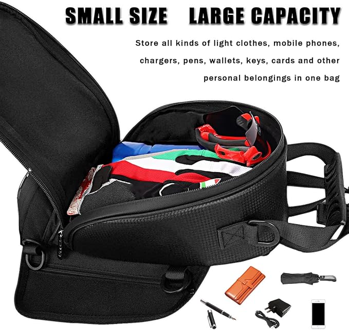 Motorcycle Tank Bag for Honda CBR300R CBR500R CBR650R, Oxford Magnetic Motorbike Bag Water-Resistant Motorcycle Gas Tank Bag with Magnets and Straps for Touring,A/Strap