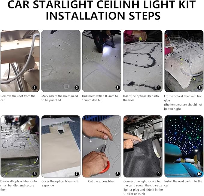 Starlight Headliner Kit,Twinkle + Music Sync Dual Color Fiber Optic Star Ceiling Lights with APP Remote Control, RGBW Shooting Star Lights for Car/Home Ceiling Decor, 900pcs 9.8ft