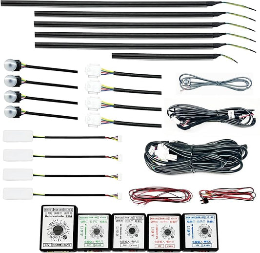 Car Interior LED Light Kit with App Control, RGB Multicolor Ambient Lighting Strip, Smart Music Sync Neon Accent Lights for Vehicle Interior
