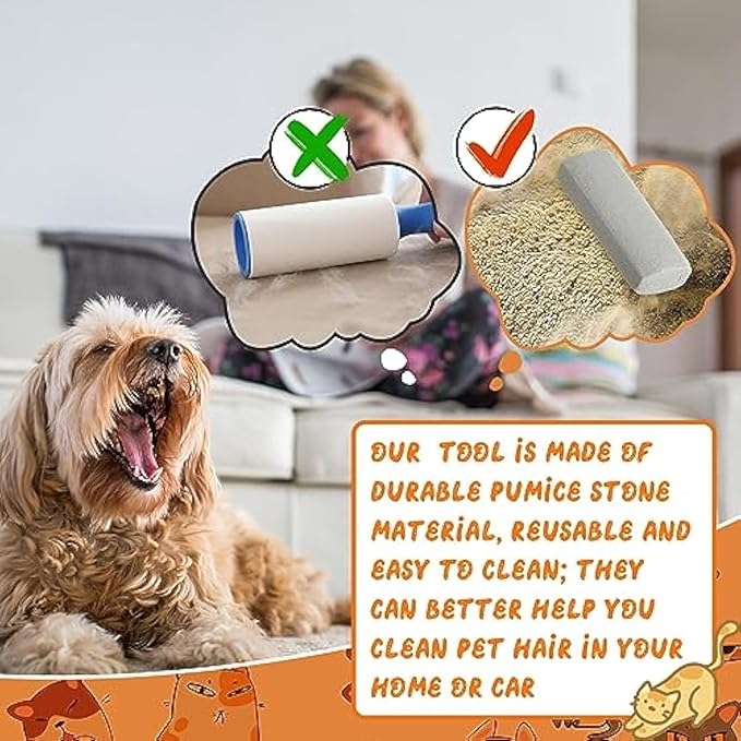 Abbylike 6 Pcs Pet Hair Remover Pumice Stone Car Pet Hair Removal Tool for Bedding Carpet Couch Furniture Cleaning (6.1 x 2.56 x 1.4 Inch,Gray)