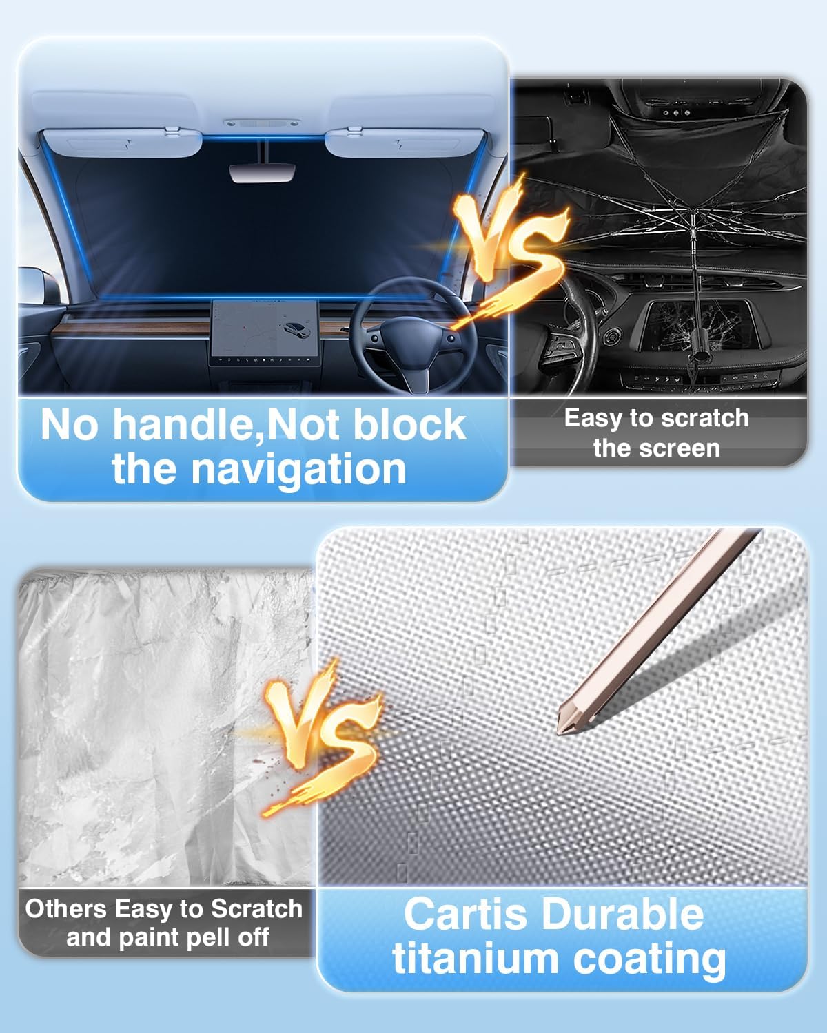 Cartist 5-Layer Windshield Sun Shade Fits for Hyundai Santa Cruz 2022-2025 2026 Hyundai Santa Cruz Accessories Foldable Car Front Window Sunshade Sun Visor