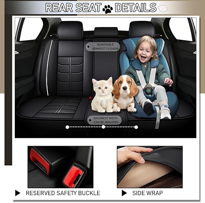 Leather Car Seat Covers Fit for Toyota Corolla 1997-2024, 5 Seater Car Seat Cover, Premium Waterproof, Scratch Resistant Car Interior Accessories (Full Set Black White)