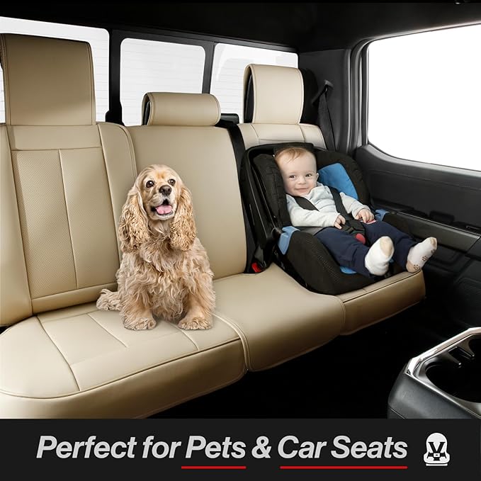 Coverland Custom Fit Car Seat Covers for SUV Compatible with [RAV4, Equinox, Explorer, Tucson, CX‑50, Corolla Cross] Premium Waterproof Non-Slip Interior Protector [Full Set Beige - Size Chart X51]