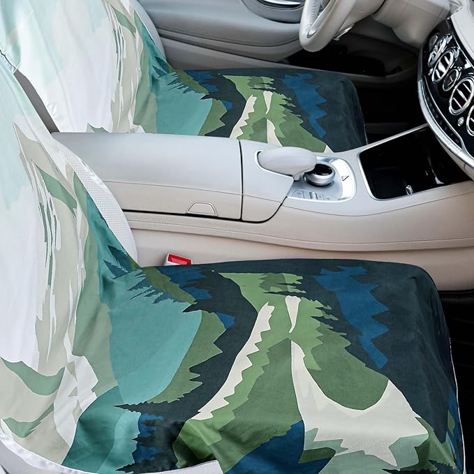 1 Pack Car Seat Towel Covers with Storage Bag 63 x 32 Inch Athletic Running Towel Seat Sweat Washable Non Slip Cover Gift for Car Outdoor Sport Activities (Yosemite)