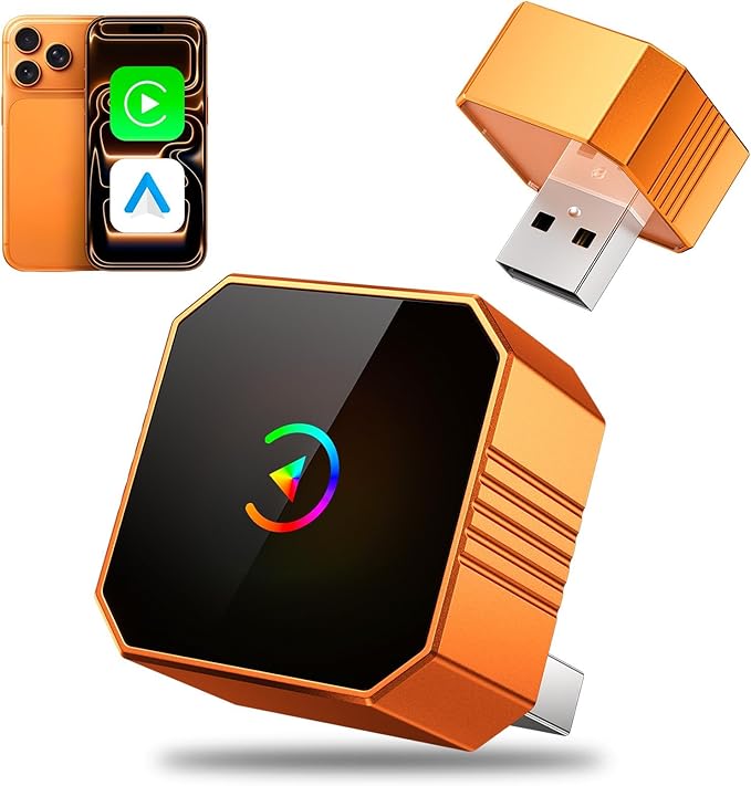 Aimoon 2026 Upgraded Wireless CarPlay Adapter for iPhone＆Android, Car Play Mini Wired to Wireless Adapter for CarPlay ＆Android Auto Plug and Play Stable Connection & No Latency for iPhone iOS 10+