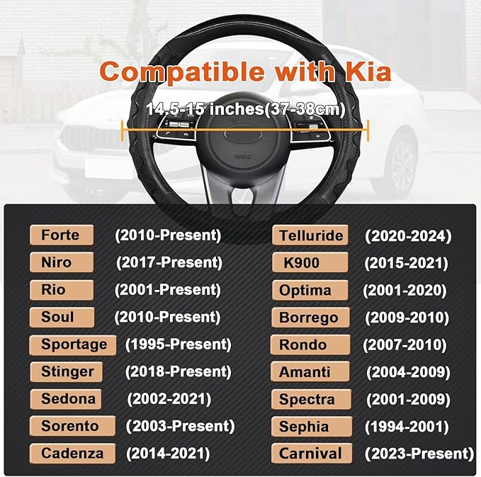 GIANT PANDA Steering Wheel Cover for Kia Soul,Sportage,Forte,Optima,Telluride(3D Honeycomb-Gray-Standard Size)