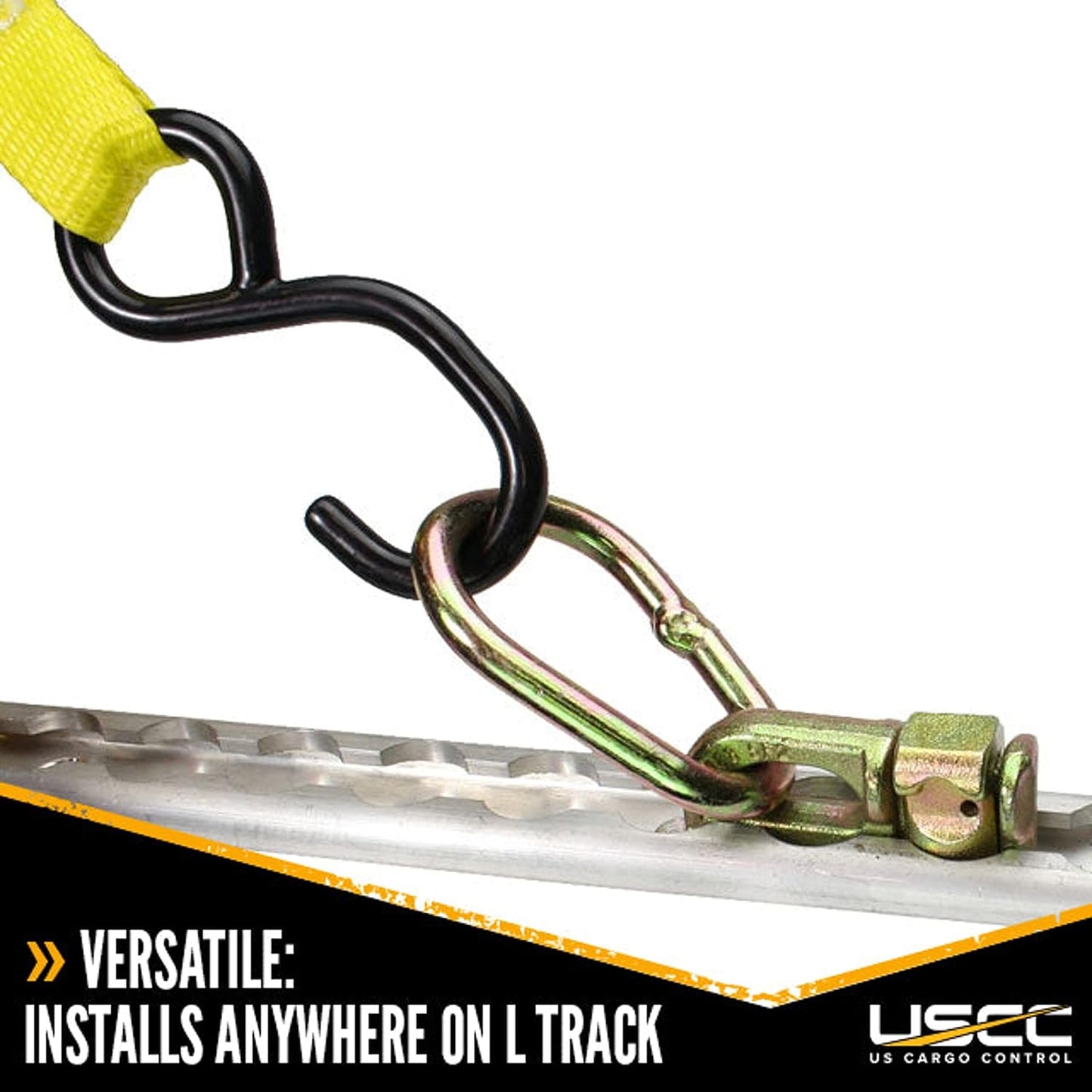 US Cargo Control Double Stud L Track Fittings with Pear Link (4,000-Pack), 5,000 Pounds Break Strength, Use with L Track Rails in Truck Bed or Trailer, Automatic Locking with Spring Release