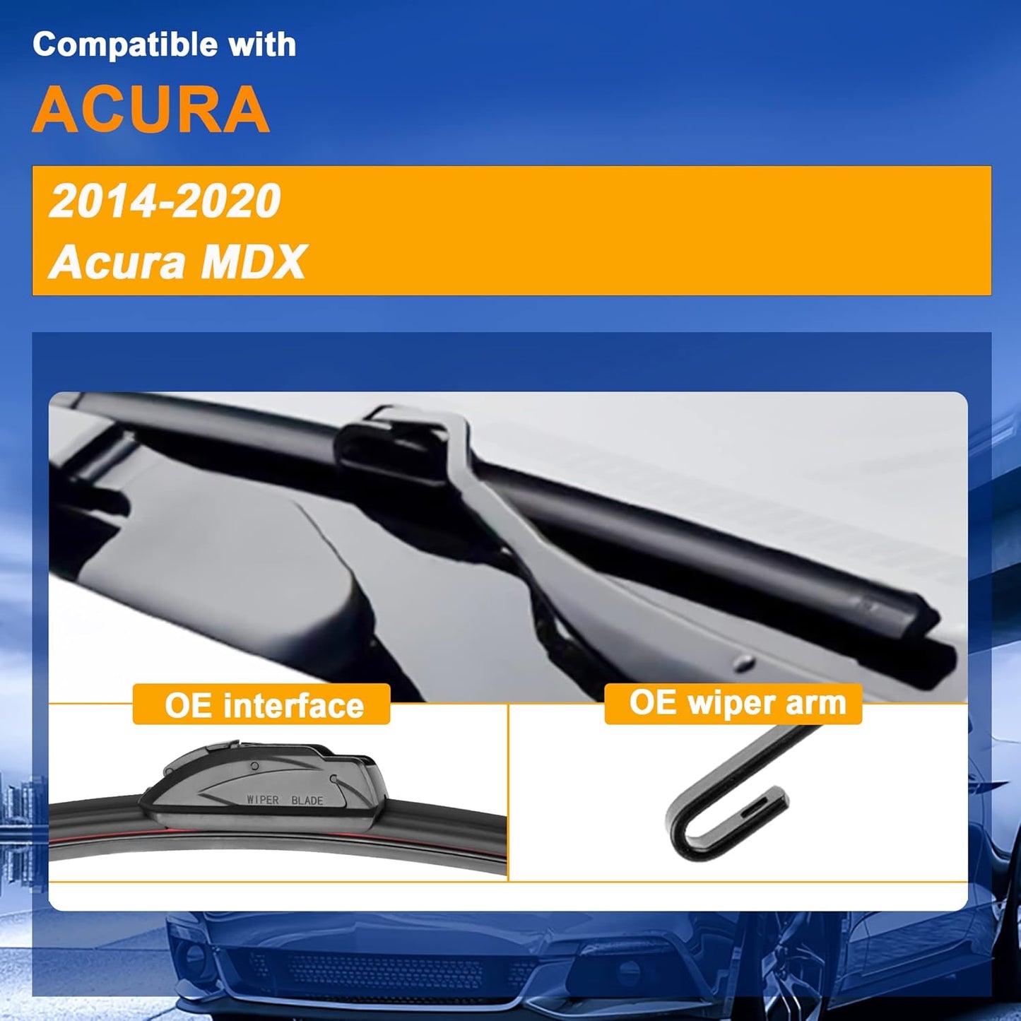 Windshield Wiper Blades Replacement for Acura MDX 2014 2015 2016 2017 2018 2019 2020 Original Factory Quality Front Rear Wipers Blade Set for Car - 26" 20" 14" (Piece of 3)
