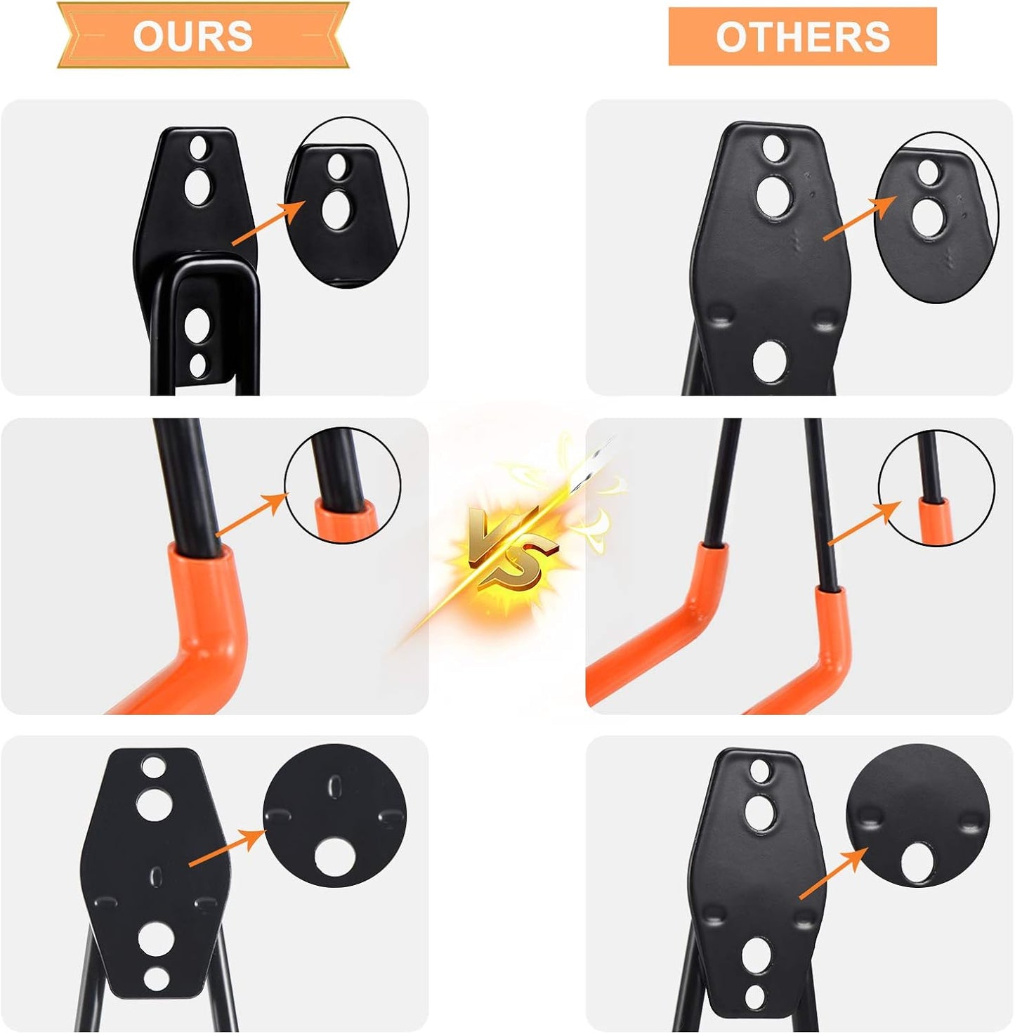 AOBEN Garage Hooks Heavy Duty, Steel Garage Storage Hooks, Utility Tool Hangers and Combinable Wall Mount for Organizing Ladder, Hold Chairs, Heavy Tools (Medium U, 10 Pack)