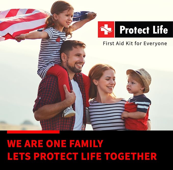 Protect Life Survival First Aid Kit for Home/Business, Camping Survival Kits | Mini Travel First Aid Kit | Camping Equipment | Small Kits for Car | Outdoor Emergency Survivals Pack - 250pcs