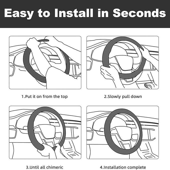 Car Steering Wheel Cover for Women Men, Non-Slip Rainbow Retro Steering Wheel Protector, Universal 14"-15" Fit for Cars, SUVs, Trucks (Rainbow Retro)