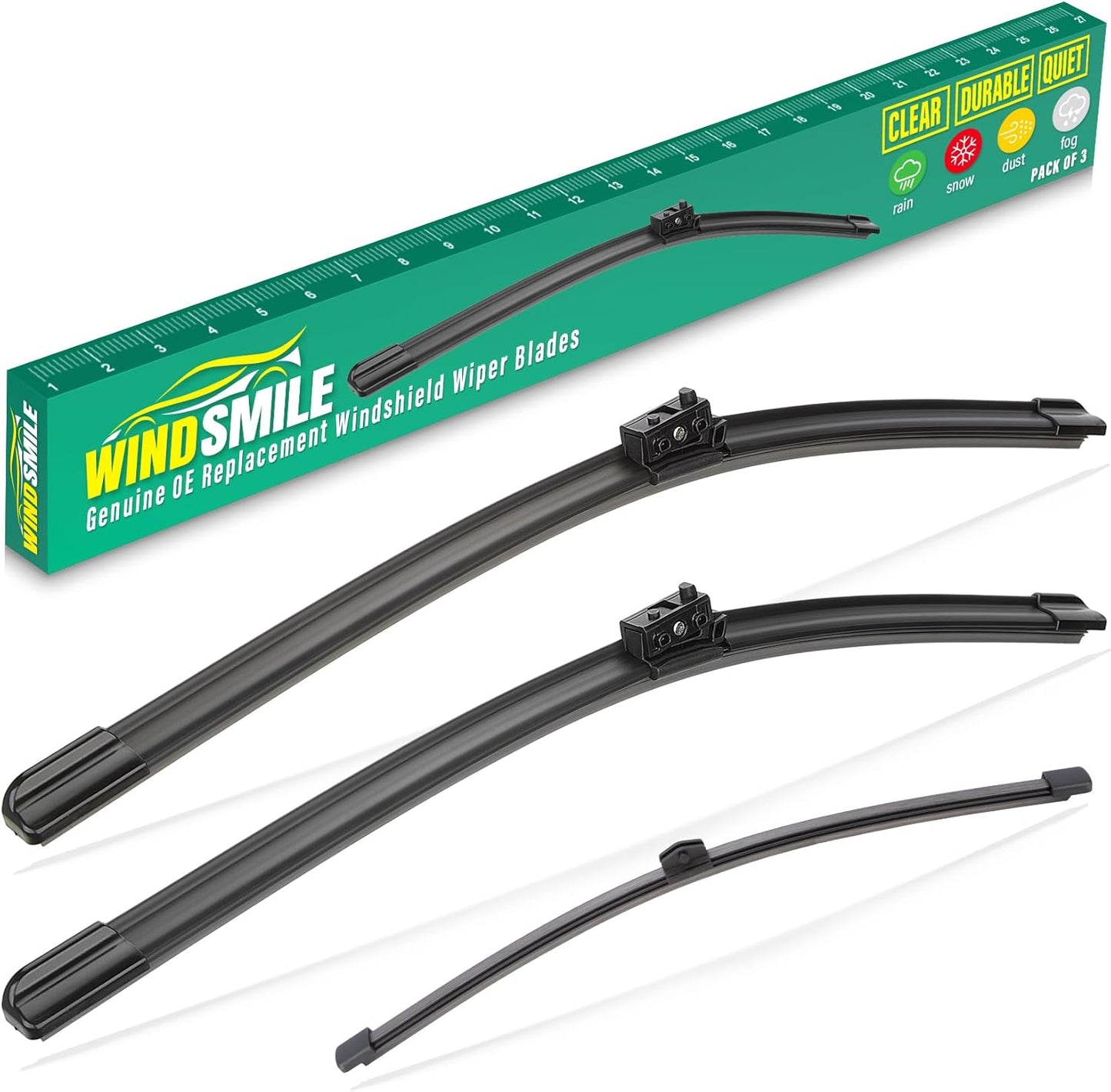 26" 22" 11" Windshield Wiper Blades Replacement for Mercedes-Benz GLS450 GLS580 GLS63 AMG 2020 2021 2022 2023 2024 GLS 450 580 63 AMG Premium All Weather Front Rear Wipers Set - OEM Quality(Pack of 3)