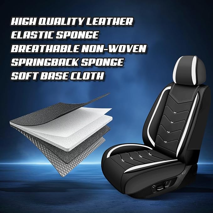 Car Seat Covers for Ford Expedition 2000-2026, Premium Nappa Leather Car Seat Cover, Stylish Sport Seat Covers， Automobile Seat Cover Sets.(Luxury 5 Seats/Black White)