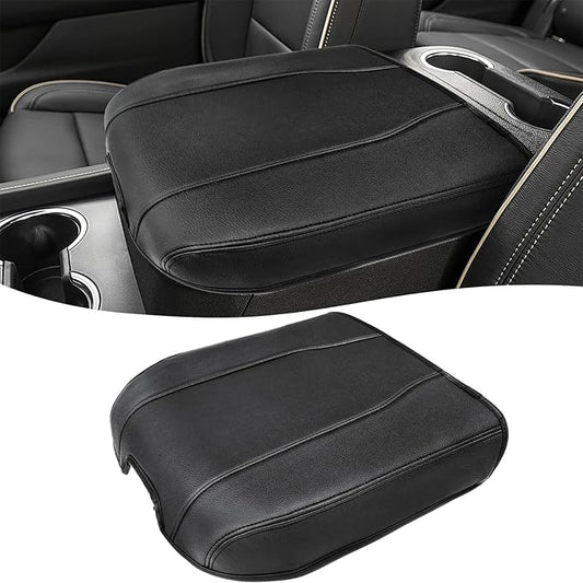 Center Console Armrest Cover for Chevy Silverado & GMC Sierra 2019-2026, Yukon & Tahoe & Suburban 2021-2026, Floor Console Bucket Seat Only, Vinyl Middle Console Cover, Scratchproof, Black