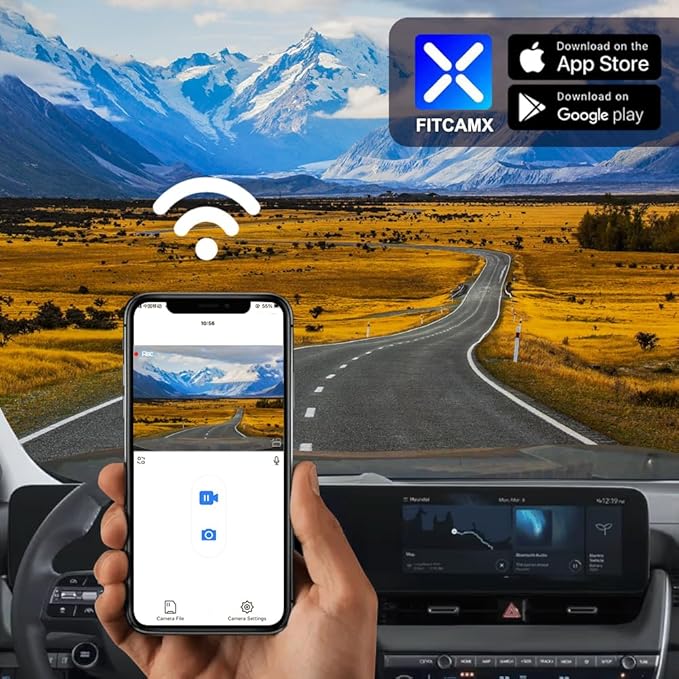 Fitcamx 4K Dash Cam Suitable for Hyundai Ioniq 5 2025-2026 (with 7 Vents/HD2-Ni000) & 2025 Ioniq 5 N, OEM Factory Look, UHD 2160P Video, WiFi & APP, Loop Recording, G-Sensor, Plug & Play, 64GB Card