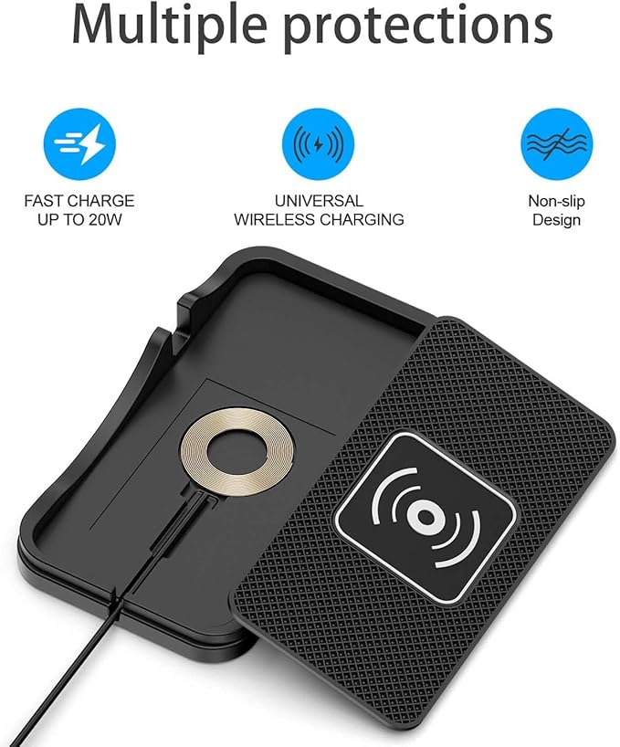Wireless Car Charger for Hyundai Santa Fe 2001-2026, Charging Station 2-in-1, Wireless Charging Stand Phone, Magnetic Wireless Charger,1M-Type C
