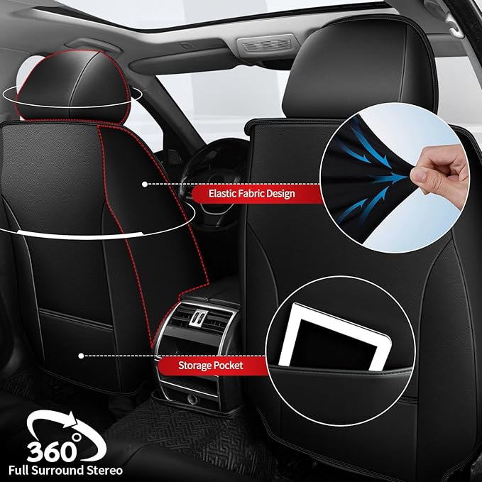 TTX LIGHTING Car Seat Covers fit for Mazda 6 2010-2021 Full Set: Premium Leather Automotive Seat Cover with Airbag Compatible Waterproof (5 Seats, Redline)