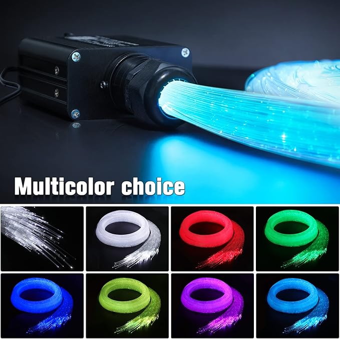 16W Twinkle Starlight Headliner Kit, 450pcs*0.03in*9.8ft Fiber Optic Strands Bluetooth APP/Remote/Music Control, RGBW Car Star Ceiling Light Kit+Adapter+Car Use Plug for Home/Theater