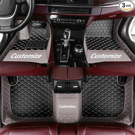 Custom Fit Car Floor Mats - Full Coverage Automotive Leather Floor Liners for Most Vehicles by MingyunSM (Black & Gray)