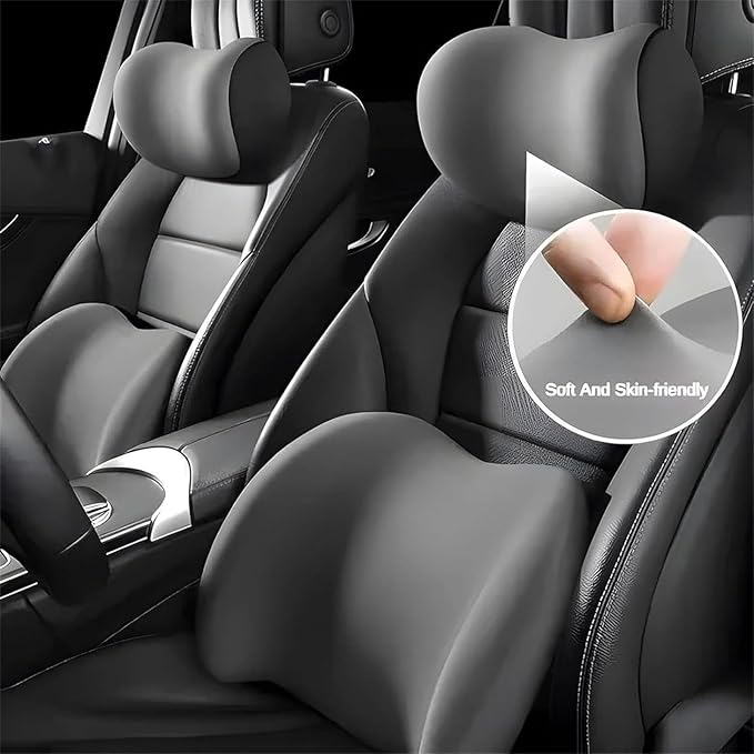 Car Back Support Neck Pillow for Ford F-250 2000-2024, Comfortable Soft Car Seat Headrest Neck Rest Cushion Lumbar Support Pillow with Adjustable Strap, Pink