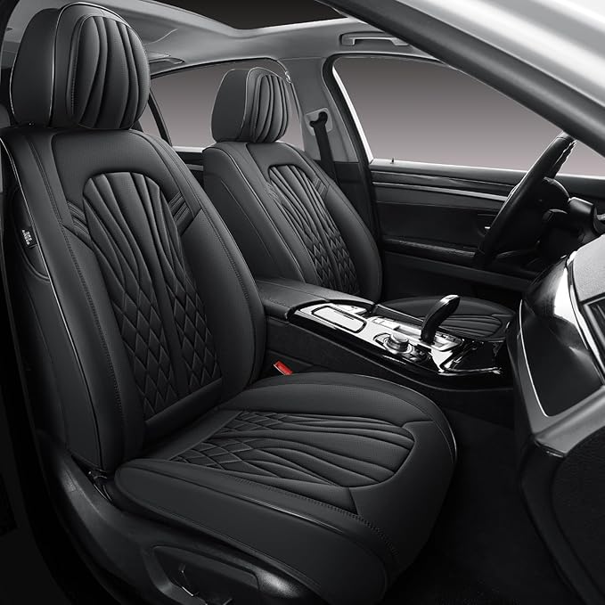 Seat Covers for Cars, Waterproof Seat Covers, Leather Car Seat Covers 2 Pack, Universal Seat Cushion Protector for Most Cars Black