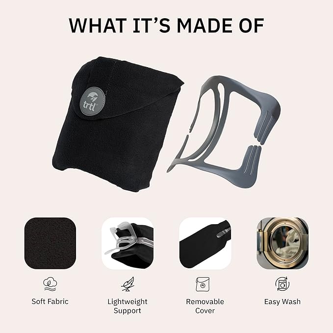 trtl Pillow - Scientifically Proven, Super Soft Neck Support Travel Pillow for Airplanes - Lightweight and Machine Washable - Ergonomic Design for Traveling on Flights, Cars, and Trains - Red