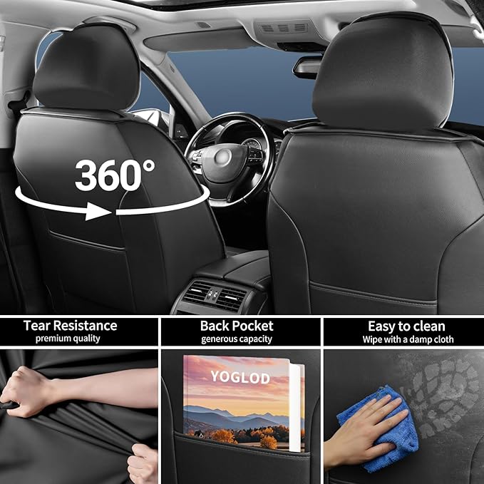 CX-5 Car Seat Covers Custom Fit for Mazda CX-5 2013-2025 2026, Full Coverage Leather Waterproof Breathable Seat Covers, Automotive Seat Protectors, Airbag Compatible(2 Front Seats, Red & Black)