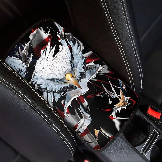 Eagle Car Armrest Pads Auto Armrest Box Cover Comfortable Middle Storage Organizer Pad Universal Style Car Accessories Decor