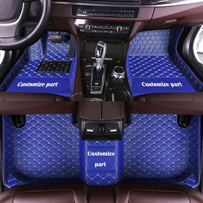 MELKEN Custom Fit Leather Car Floor Mats for 95% of Cars Full Coverage Floor Liners Car Mats (Blue)