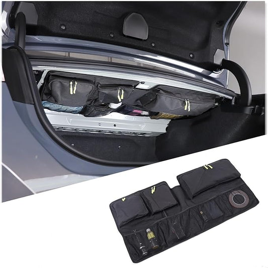 Sekhyna Car Trunk Organizer Storage Bag Compatible with BMW 5 Series Sedan G60 2024,Removable Storage Organizer with 3 Waterproof Zippered Large Storage Pockets and Storage Grid For G60 1PCS