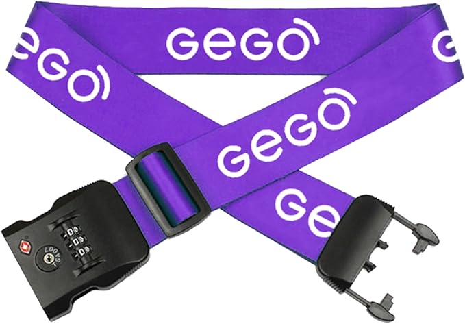 GEGO Premium Travel Kit, Sleep Mask 3D Contoured Eye with Soft Memory Foam, Luggage Tag Waterproof Resistant and Strap with Lock for Luggage TSA Approved (Sleep Mask Purple/Luggage Tag Red)