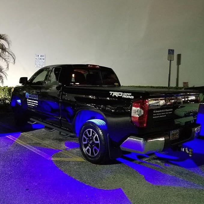 4 Pods LED Rock Lights, Ampper Waterproof LED Neon Underglow Light for Car Truck ATV UTV SUV Offroad Boat Underbody Glow Trail Rig Lamp (Blue)