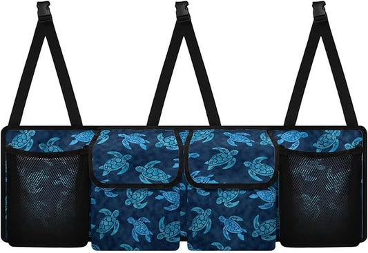 Sea Turtle Car Trunk Organizer and Storage, Backseat Hanging Storage with 4 Bag Car Accessories, Backseat Car Organizer Universal for Cars, Truck