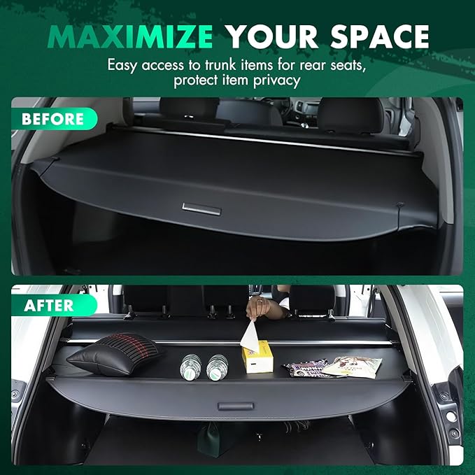 SCITOO Cargo Cover 2021-2024 Fit for Cadillac XT6 2.0L 2020-2024 Fit for Cadillac XT6 3.6L Upgraded Retractable Rear Trunk Cover with Aluminum PVC&Plastic