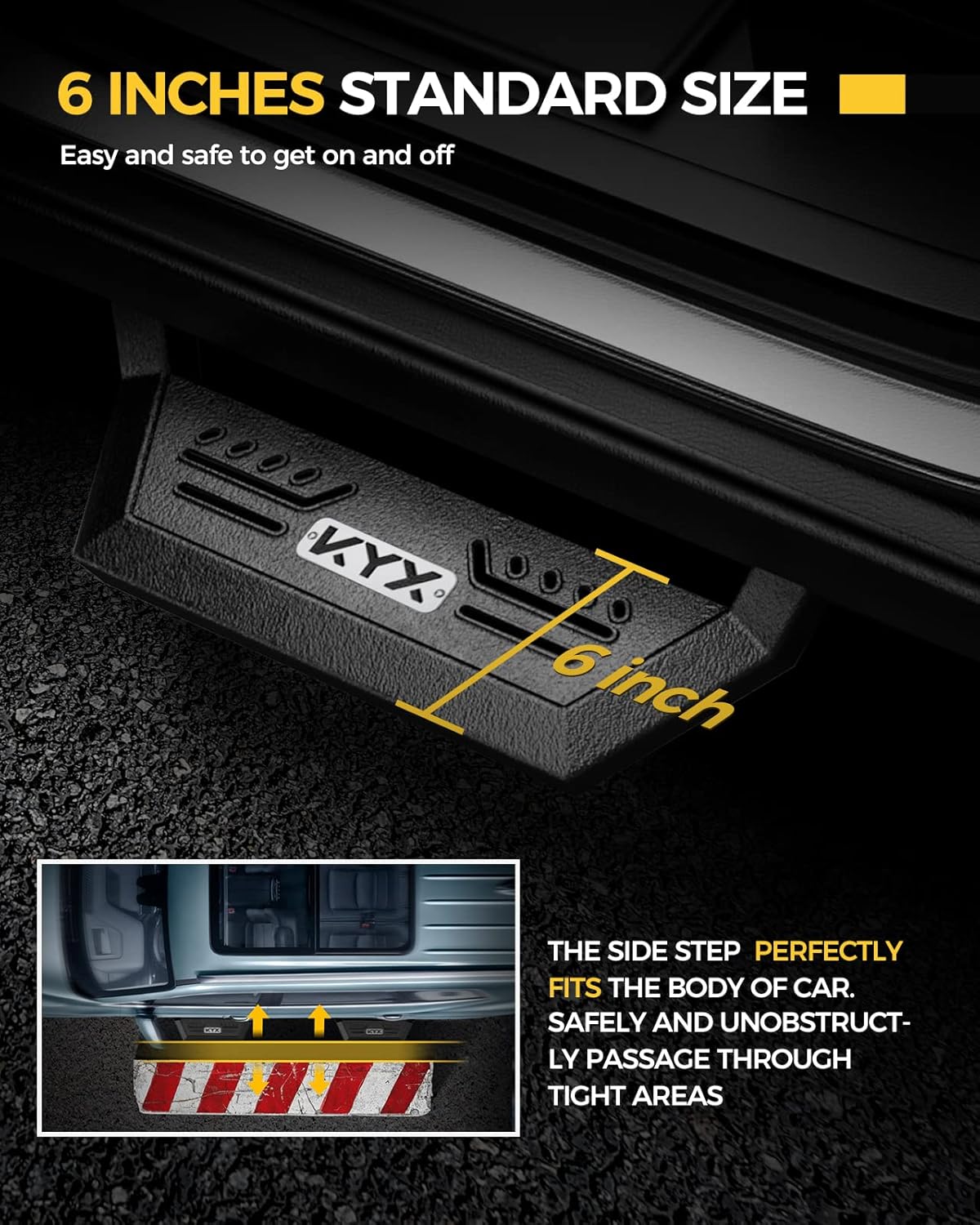 KYX 6 inches Running Boards Side Steps Compatible with 2015-2024 Chevy Colorado/GMC Canyon Crew Cab(Nerf Bar Side Steps Side Bars)